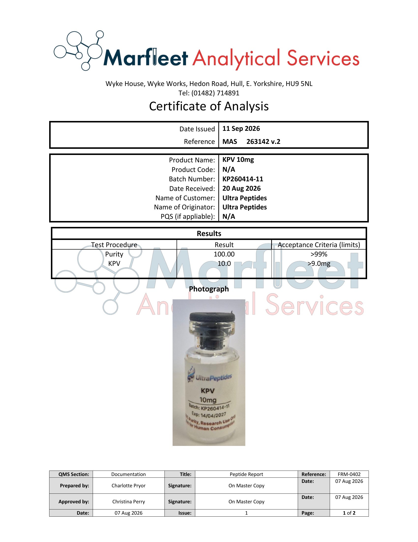 KPV 10mg | Research Peptide UK