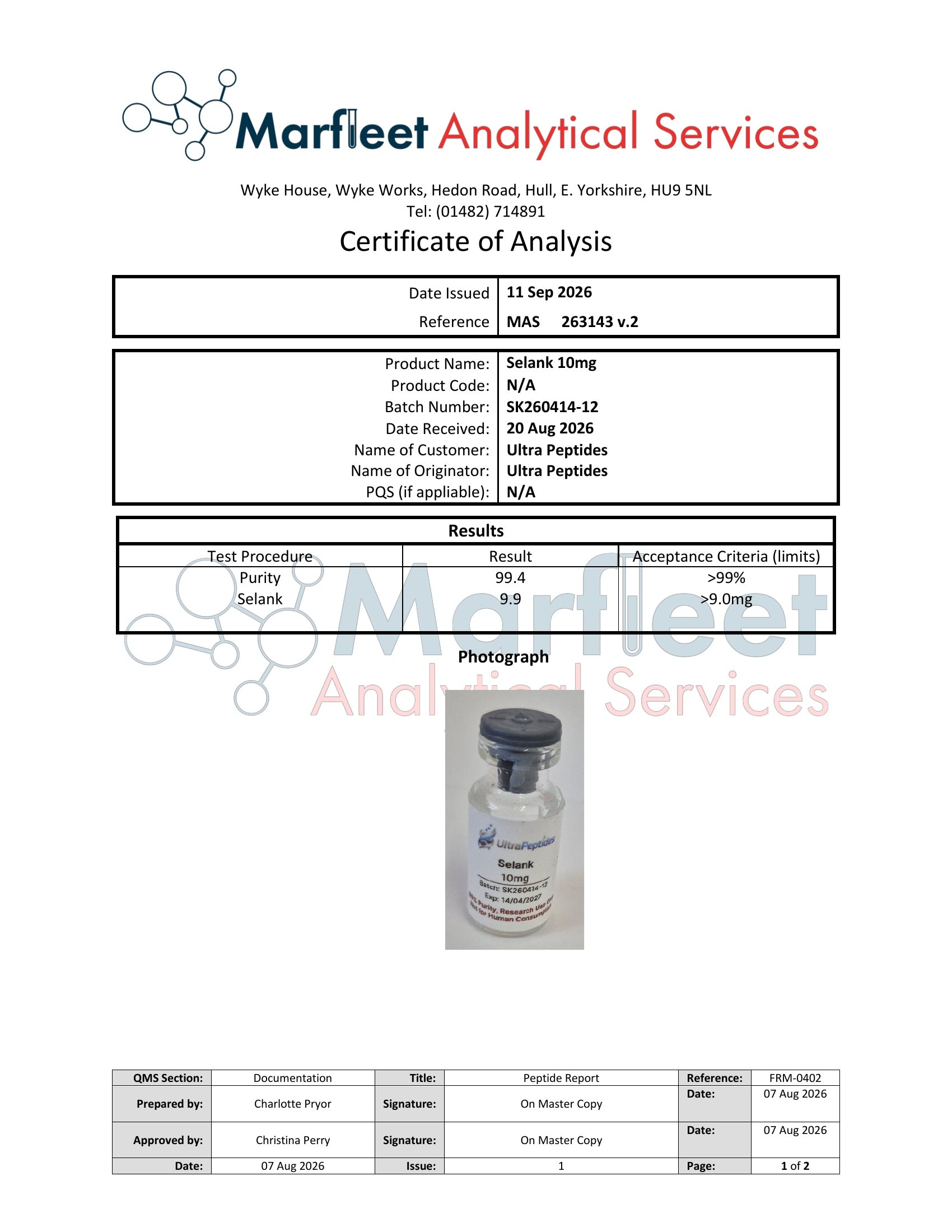 Selank 10mg | Research Peptide UK