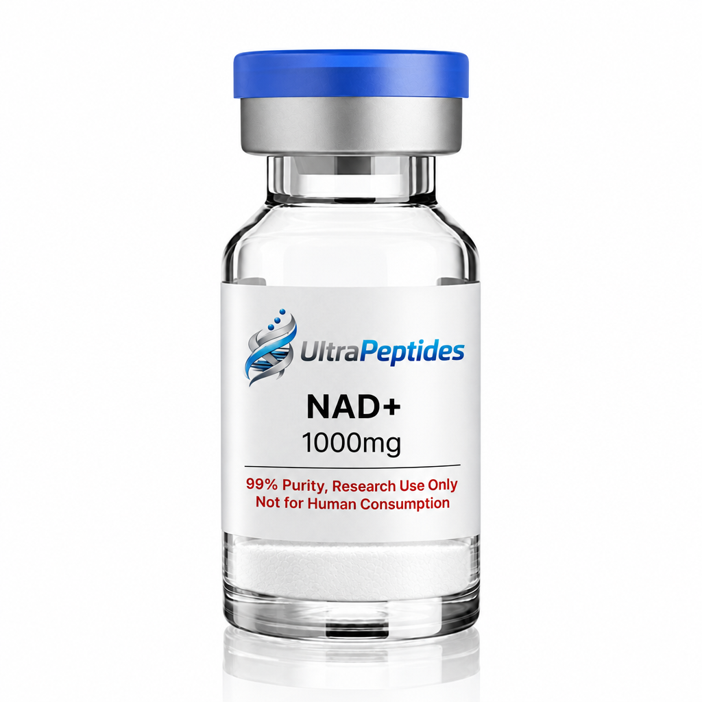 NAD+ 1000mg revised vial photo with white powder and clear glass base