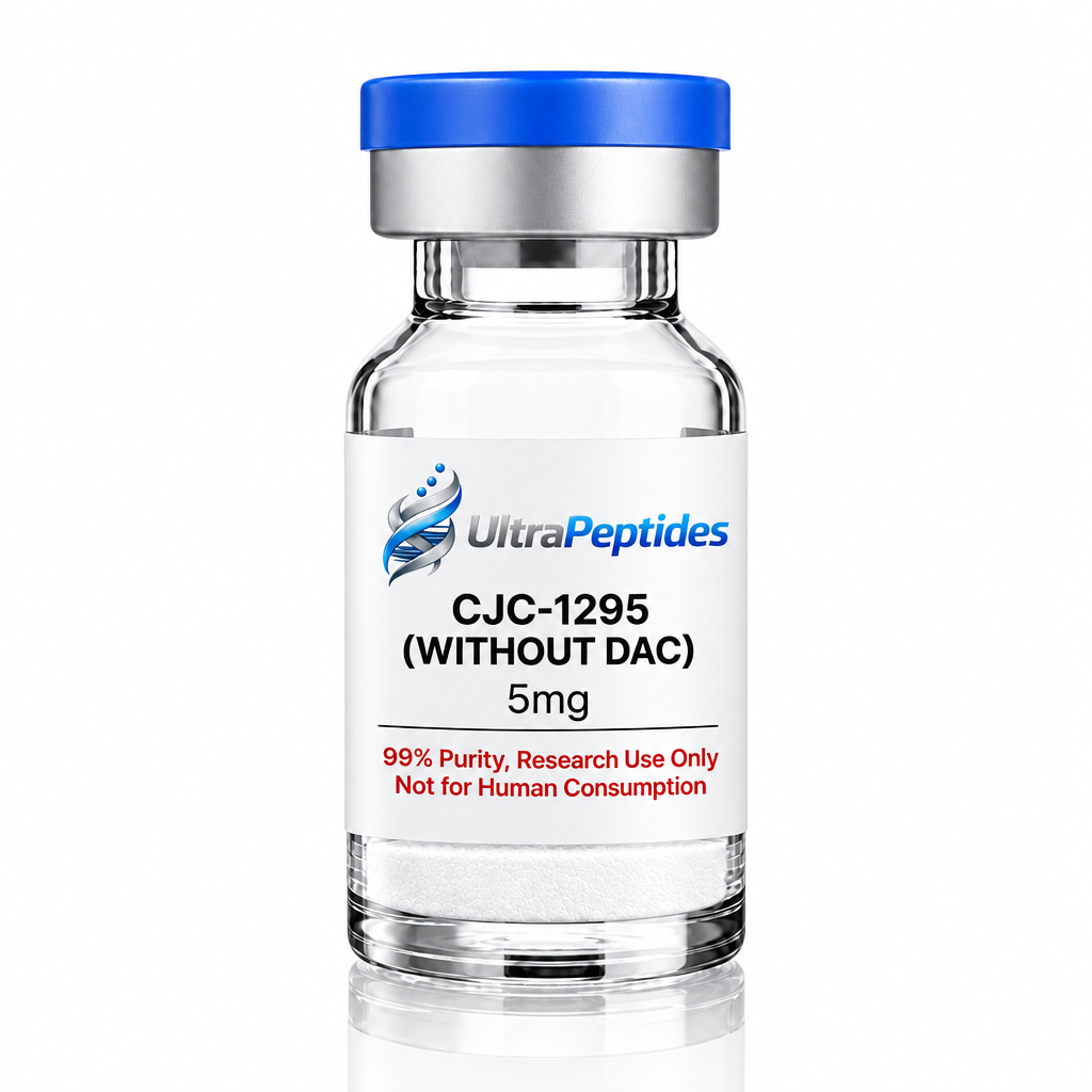 CJC-1295 without DAC 5mg vial with sharp label and flat white powder